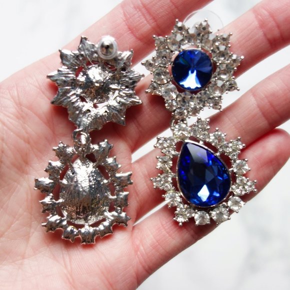 ✨ 2 for 10$✨ Shiny Blue Earrings and Necklace Set - Picture 3 of 5